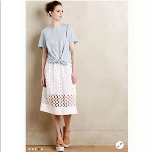 FLOREAT x Anthropologie Eclipse White Eyelet Skirt Size 4P